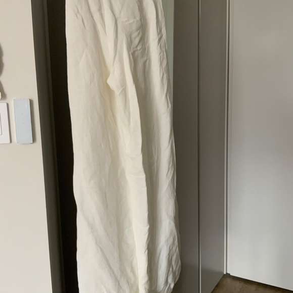Massimo Dutti linen wide leg trouser with tie detail nwot size 4 in white - Picture 3 of 3